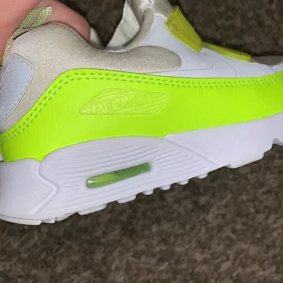 Nike Toddler Air Max Tiny 90 SE Athletic Shoes Size 10 Neon Green White Slip On - Picture 5 of 6
